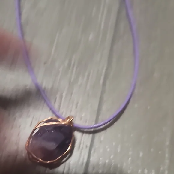 Handcrafted Wire Wrapped Raw Amethyst Heartguard Necklace - Picture 5 of 6